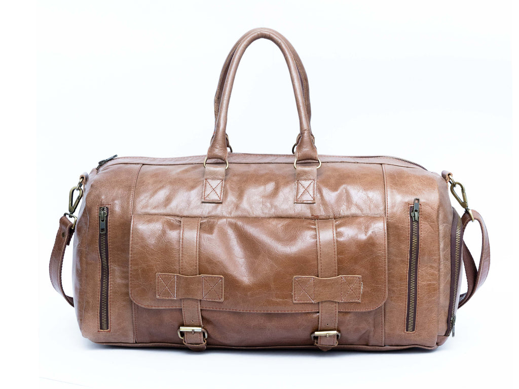Men’s Genuine Leather Duffle Bag – Travel, Gym, & Weekend Use