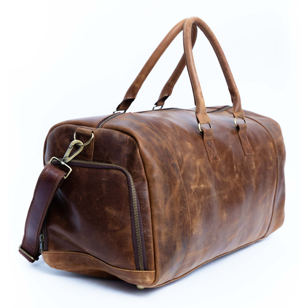 Brown Leather Duffle Bag – Handmade for Travelers
