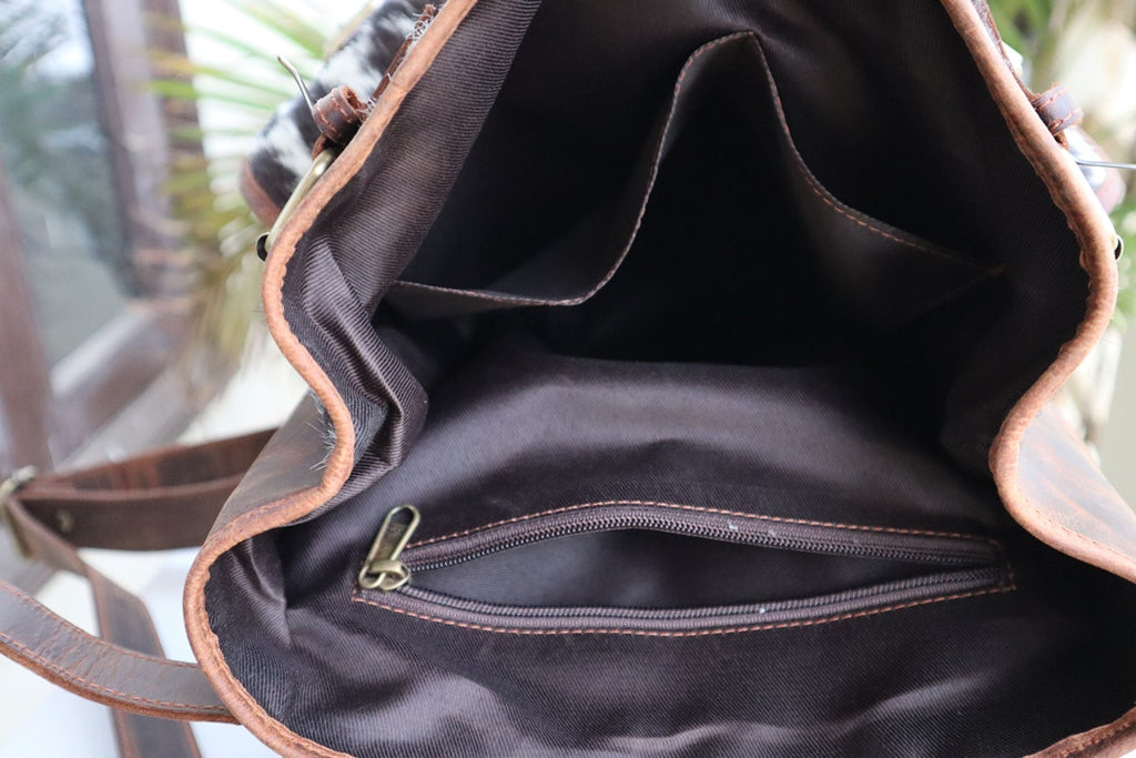 Vintage Western Tooled Leather Cowhide Backpack