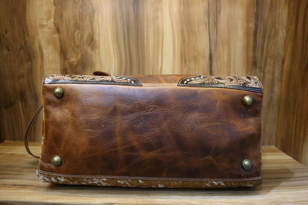 Vintage Western Aztec Duffle – Real Leather Adventure Bag
