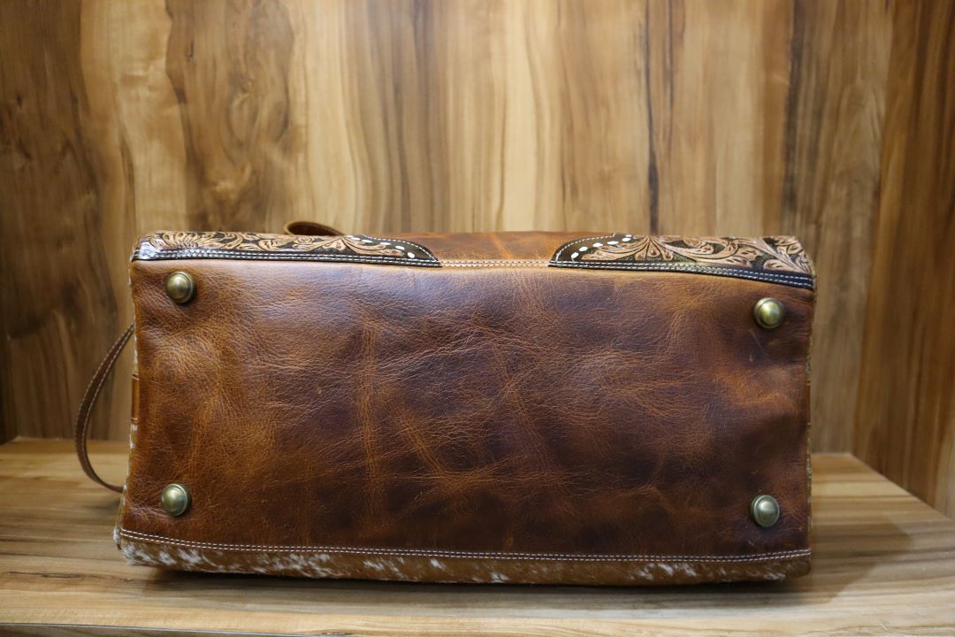 Vintage Western Aztec Duffle – Real Leather Adventure Bag