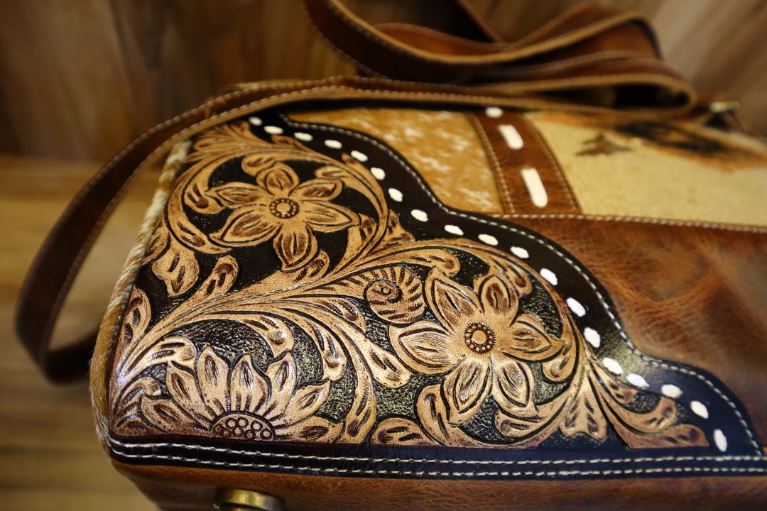 Vintage Western Aztec Duffle – Real Leather Adventure Bag