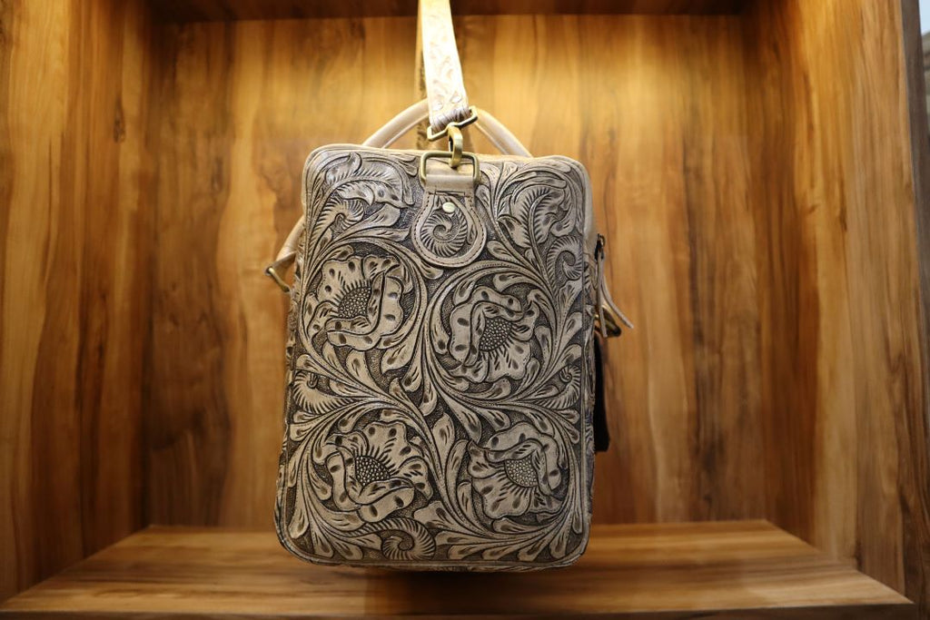 Western Cowhide Tooled Leather Duffle Bag – Handmade Travel Companion