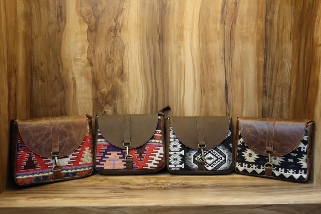 Boho Aztec Sling Bag in Real Leather – Unique & Stylish