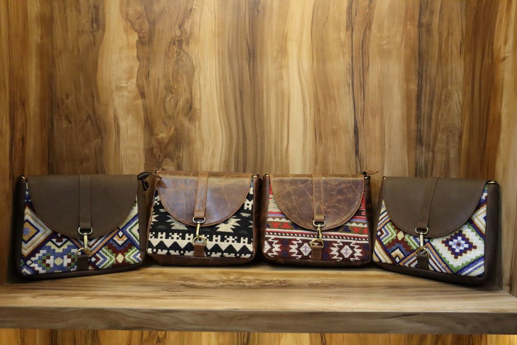 Boho Aztec Sling Bag in Real Leather – Unique & Stylish