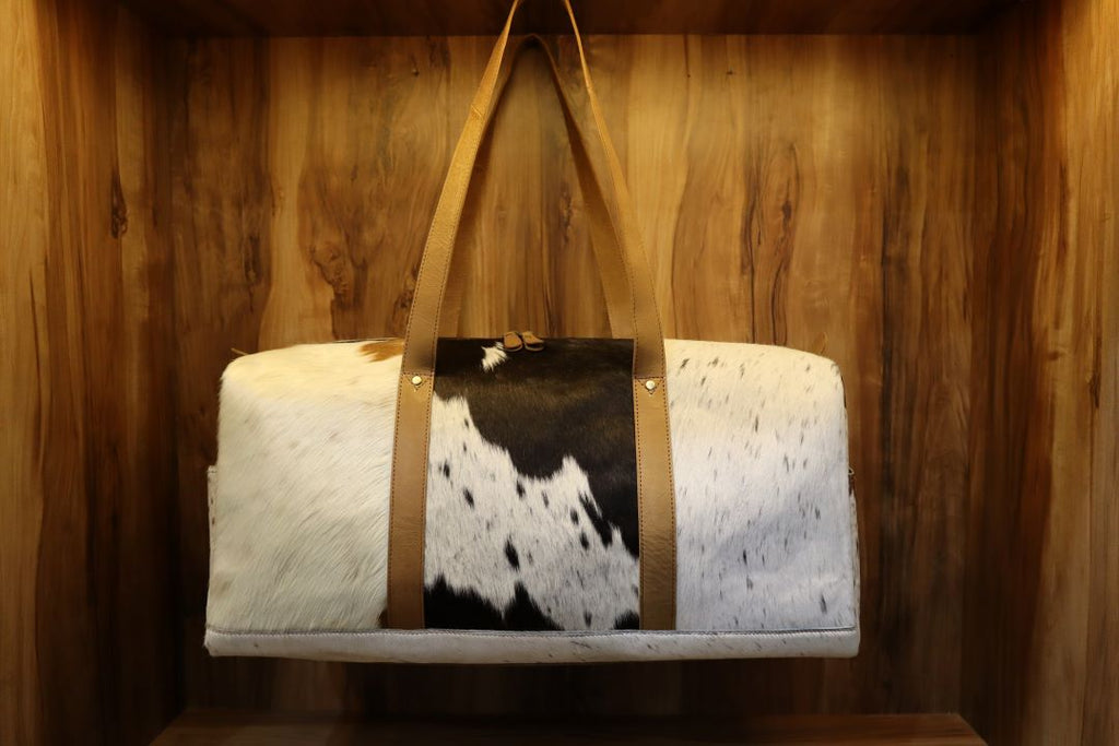 Genuine Cowhide Leather Duffle Bag – Rustic Western Weekend Bag