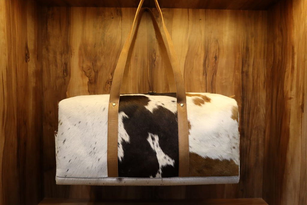 Genuine Cowhide Leather Duffle Bag – Rustic Western Weekend Bag
