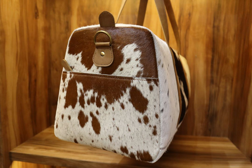 Genuine Cowhide Leather Duffle Bag – Rustic Western Weekend Bag