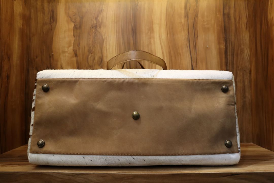 Genuine Cowhide Leather Duffle Bag – Rustic Western Weekend Bag
