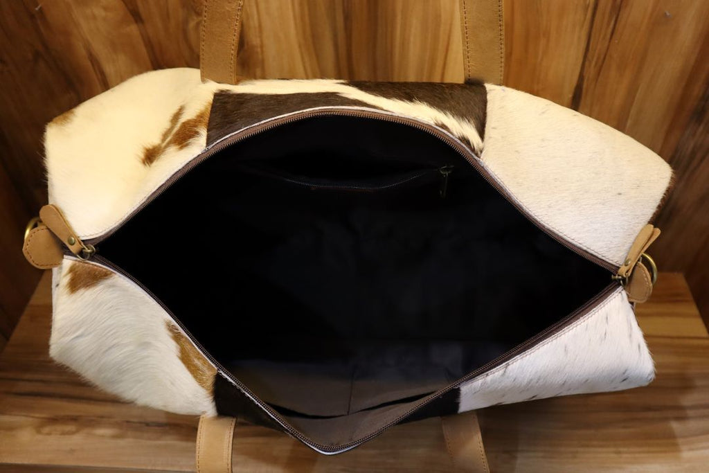 Genuine Cowhide Leather Duffle Bag – Rustic Western Weekend Bag
