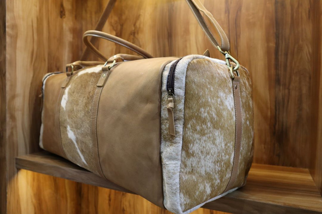 Genuine Cowhide Leather Duffle Bag – Rustic Western Weekend Bag