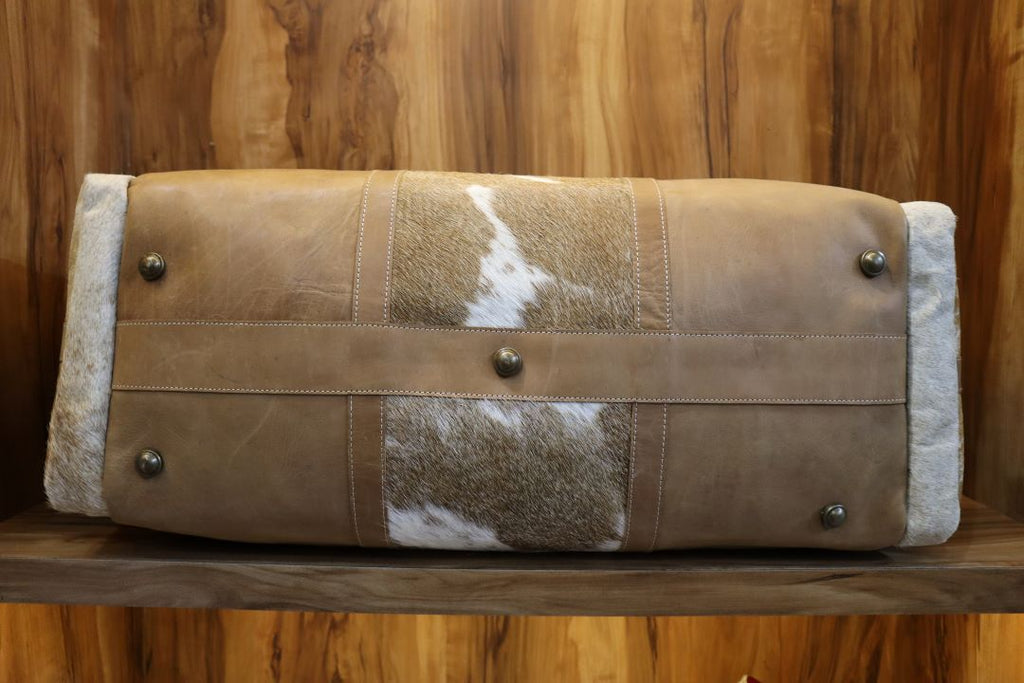 Genuine Cowhide Leather Duffle Bag – Rustic Western Weekend Bag