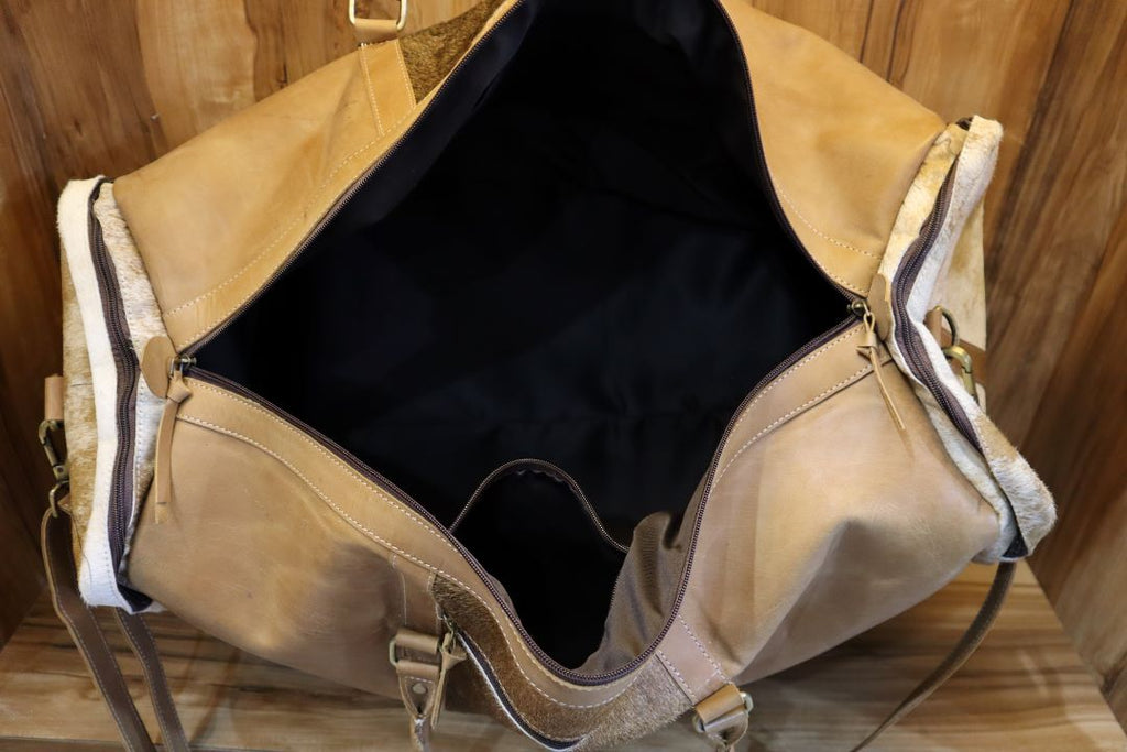 Genuine Cowhide Leather Duffle Bag – Rustic Western Weekend Bag