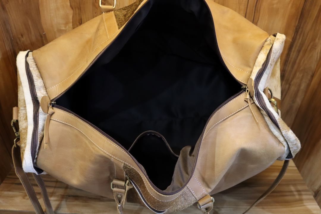 Genuine Cowhide Leather Duffle Bag – Rustic Western Weekend Bag
