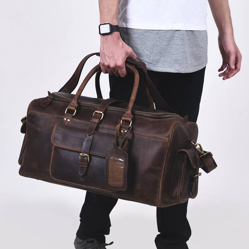 Handcrafted Leather Duffle Bag – Carry-On Travel Companion