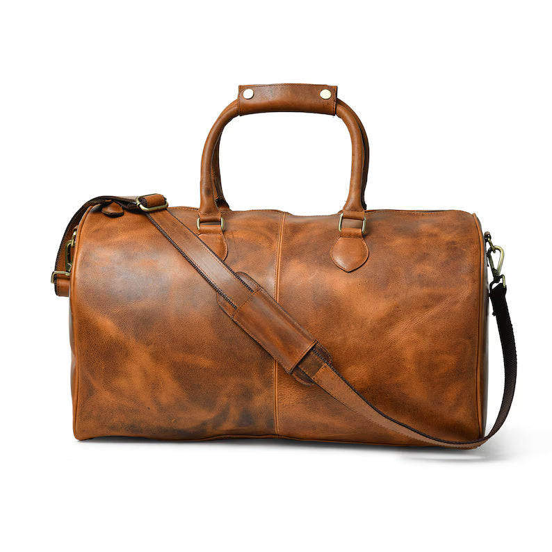 Men’s Leather Travel Duffle Bag – Elegant & Durable