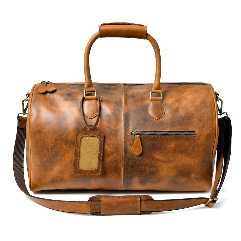 Men’s Leather Travel Duffle Bag – Elegant & Durable
