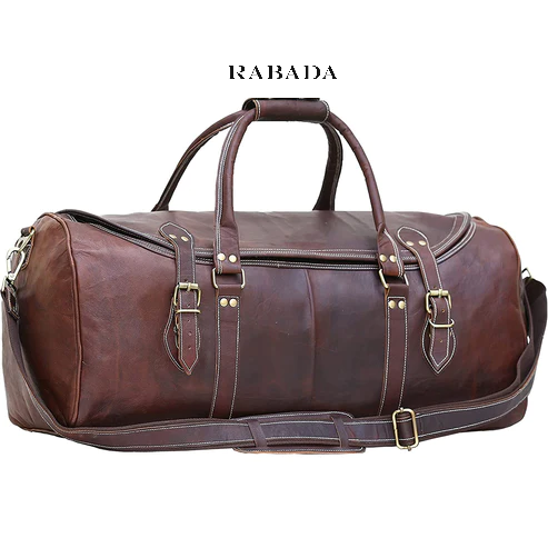 Premium Leather Duffle Bag – 24" Travel, Gym, Weekender with Trolley Strap