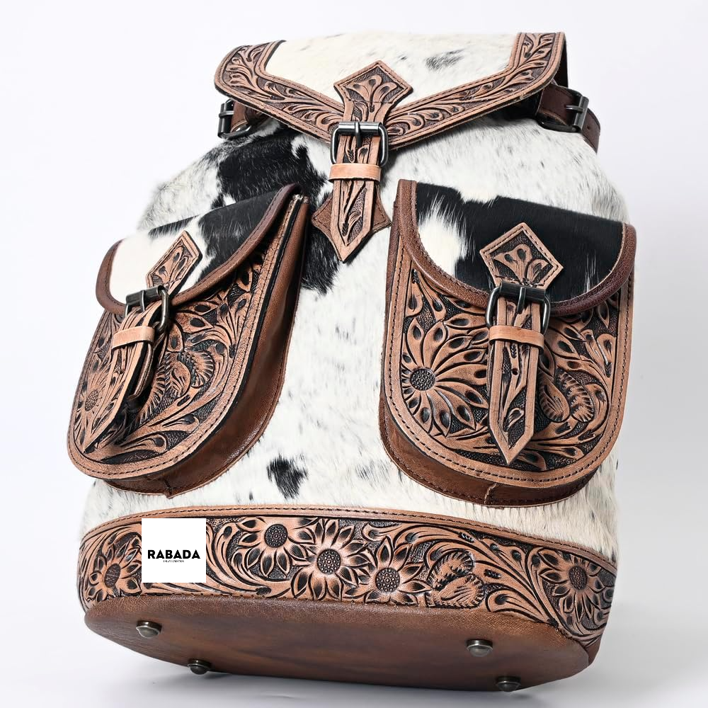 Western Cowhide Leather Backpack – Natural Hair-On Hide