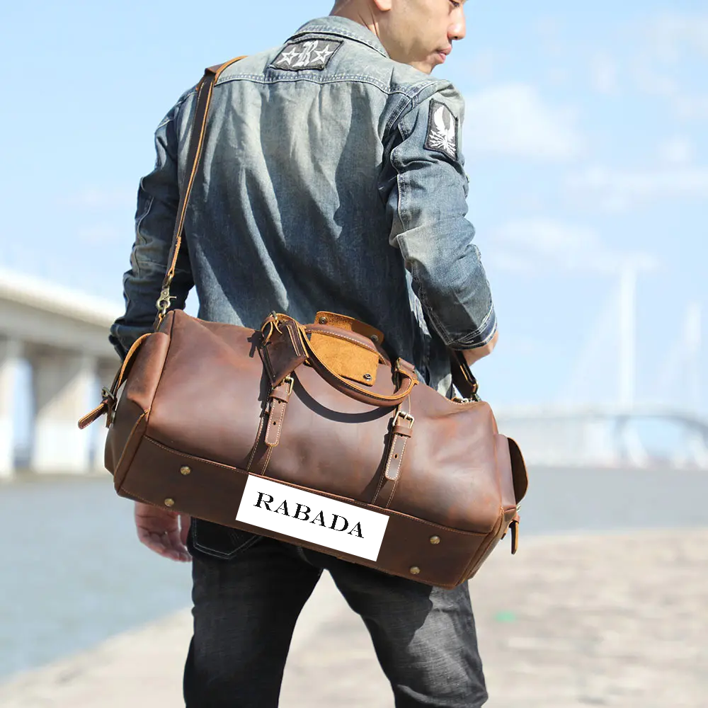 Vintage Style Genuine Leather Overnight Duffle Bag