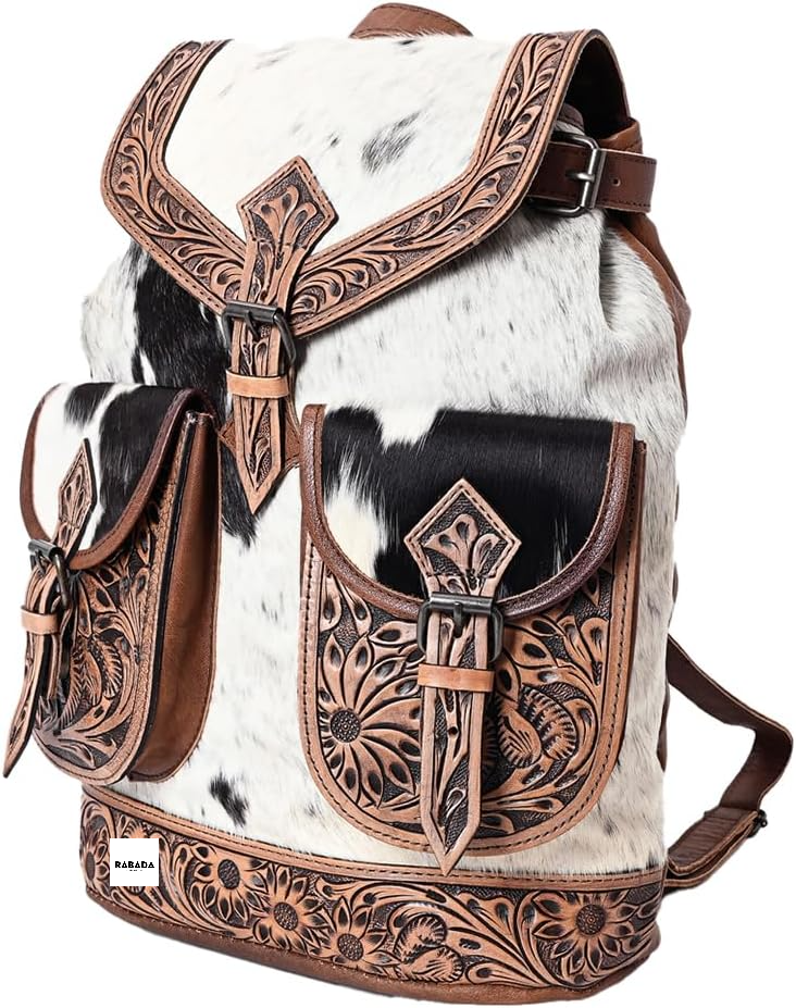 Western Cowhide Leather Backpack – Natural Hair-On Hide