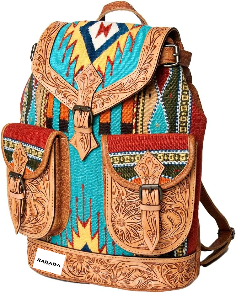 Western Aztec Leather Backpack – Handcrafted & Rugged