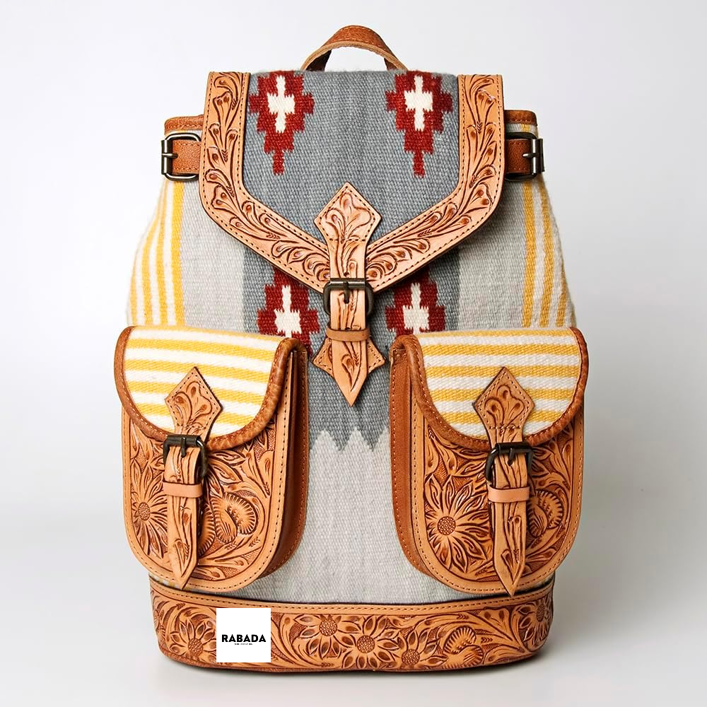 Western Aztec Leather Backpack – Handcrafted & Rugged