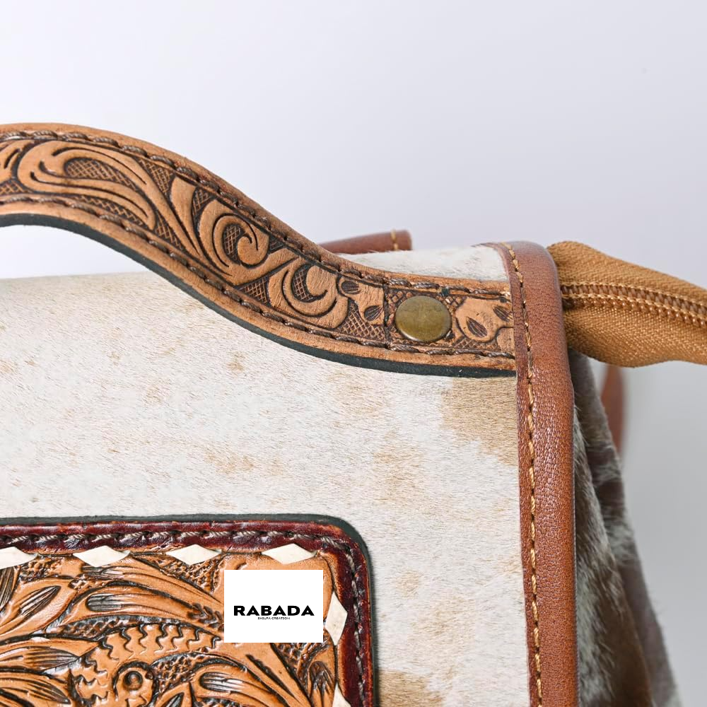 Western Hair-On Hide Tooled Leather Backpack