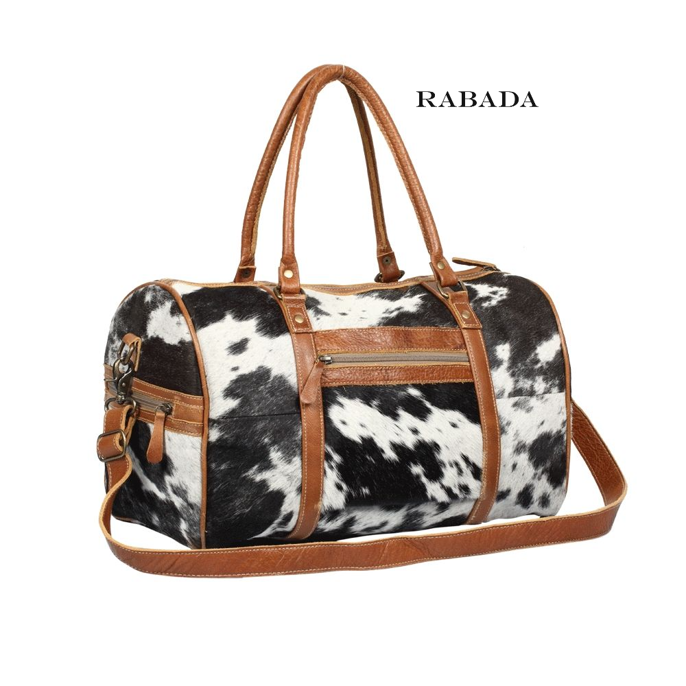 Western Cowhide Leather Duffle Bag – Handmade Travel Bag