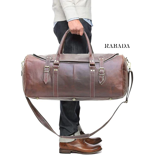 Premium Leather Duffle Bag – 24" Travel, Gym, Weekender with Trolley Strap