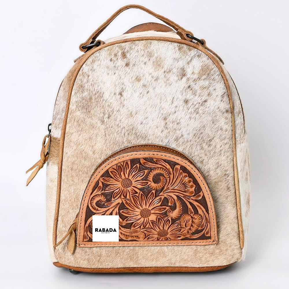 Western Hair-On Hide Tooled Leather Backpack