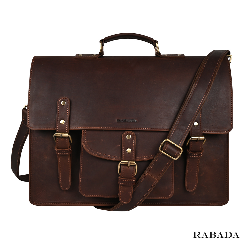 Genuine Buffalo Leather Briefcase – Vintage Men's Business Bag
