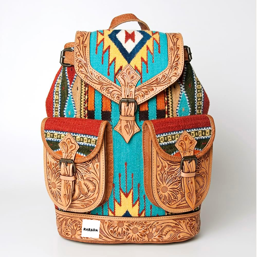 Western Aztec Leather Backpack – Handcrafted & Rugged