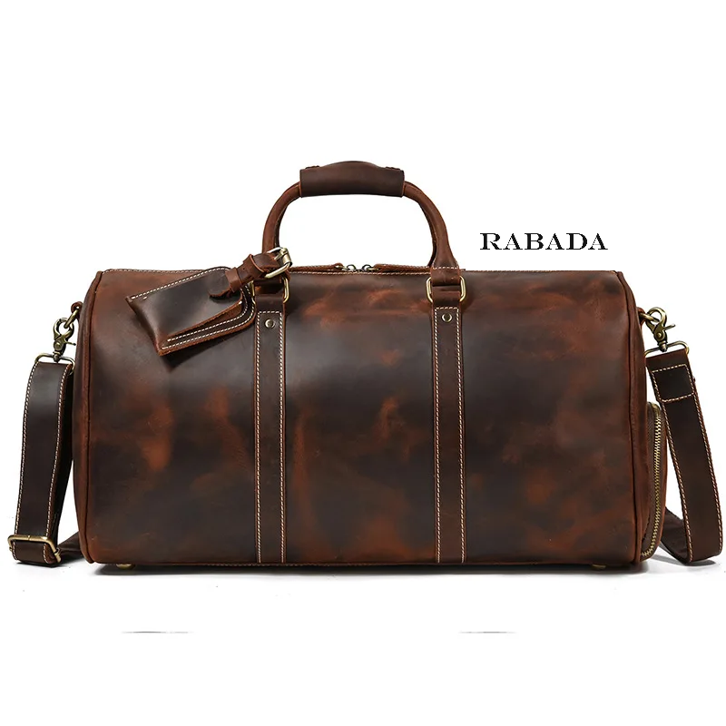Vintage Style Genuine Leather Overnight Duffle Bag