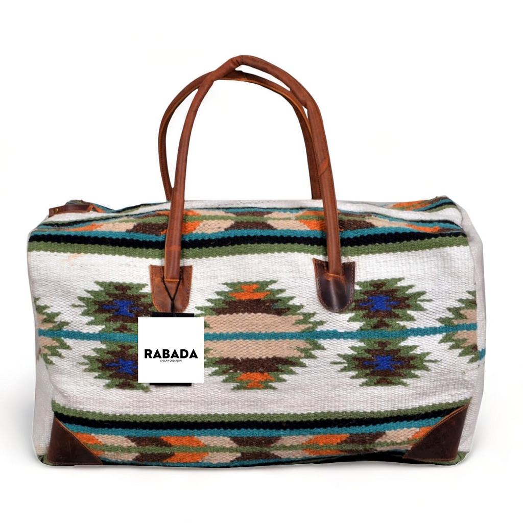 Western Aztec Leather Duffle Bag – Handcrafted Travel Gear