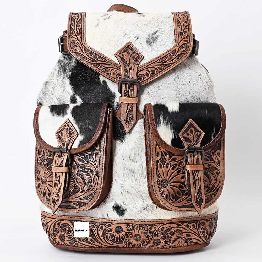 Western Cowhide Leather Backpack – Natural Hair-On Hide