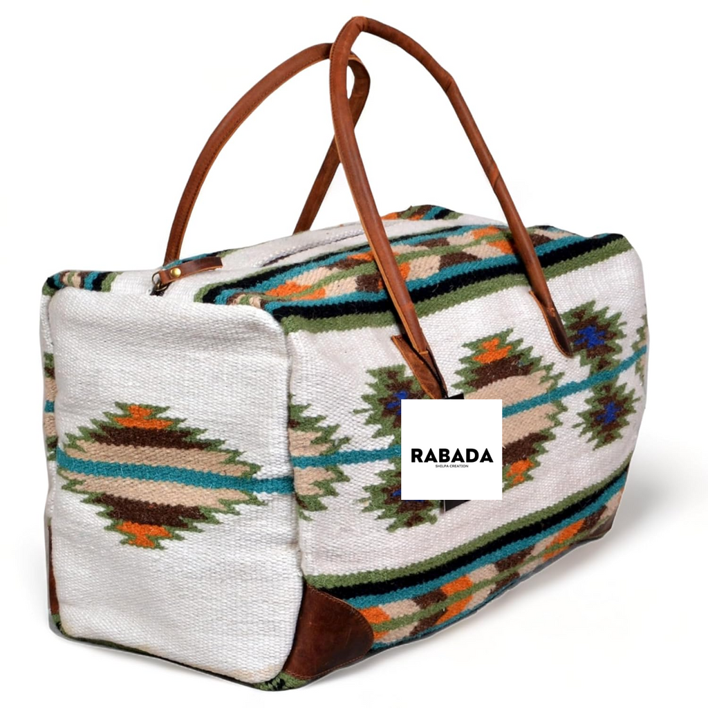 Western Aztec Leather Duffle Bag – Handcrafted Travel Gear
