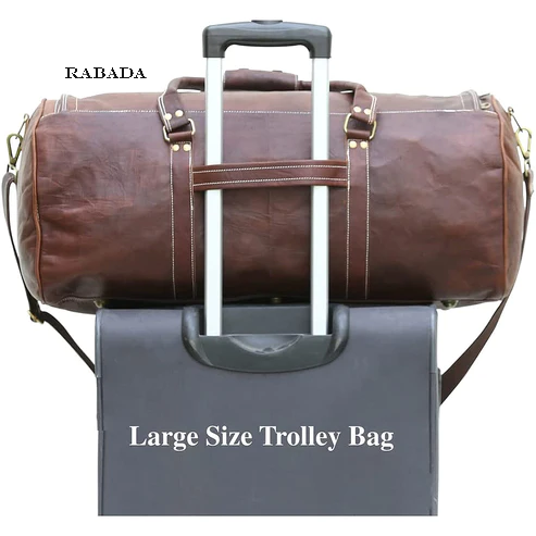 Premium Leather Duffle Bag – 24" Travel, Gym, Weekender with Trolley Strap
