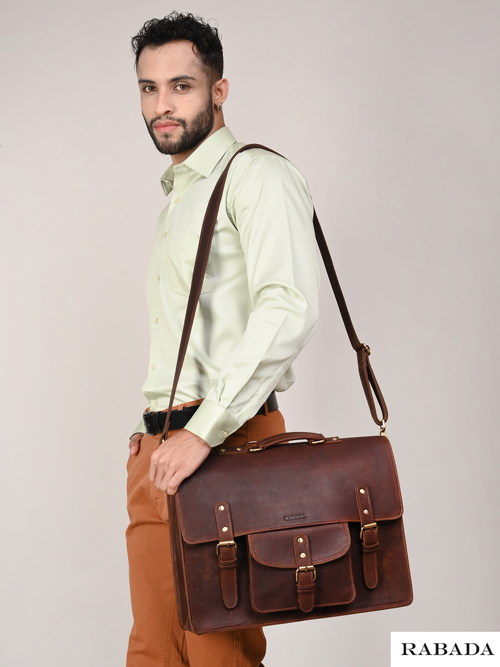 Genuine Buffalo Leather Briefcase – Vintage Men's Business Bag