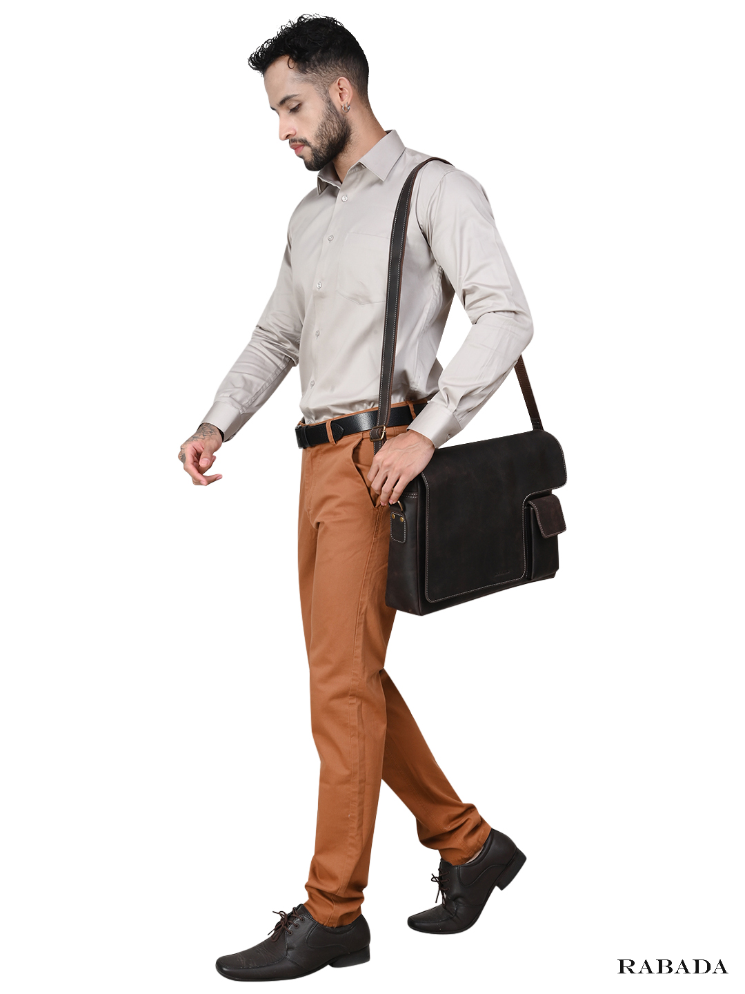 Genuine Buffalo Leather Messenger Bag – Vintage Crossbody Satchel for Men