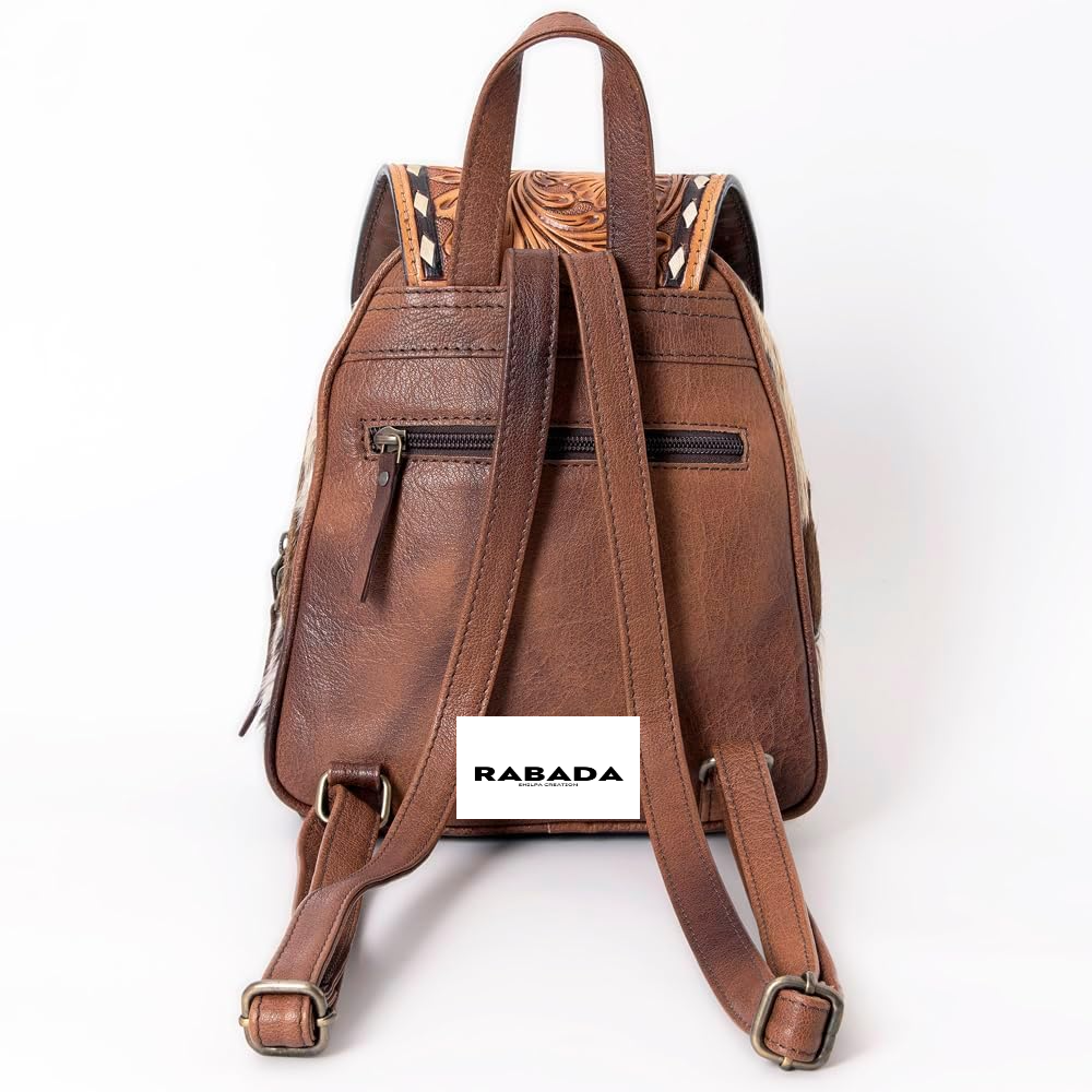 Tooled Cowhide Backpack – Genuine Leather & Hair-On-Hide Accents