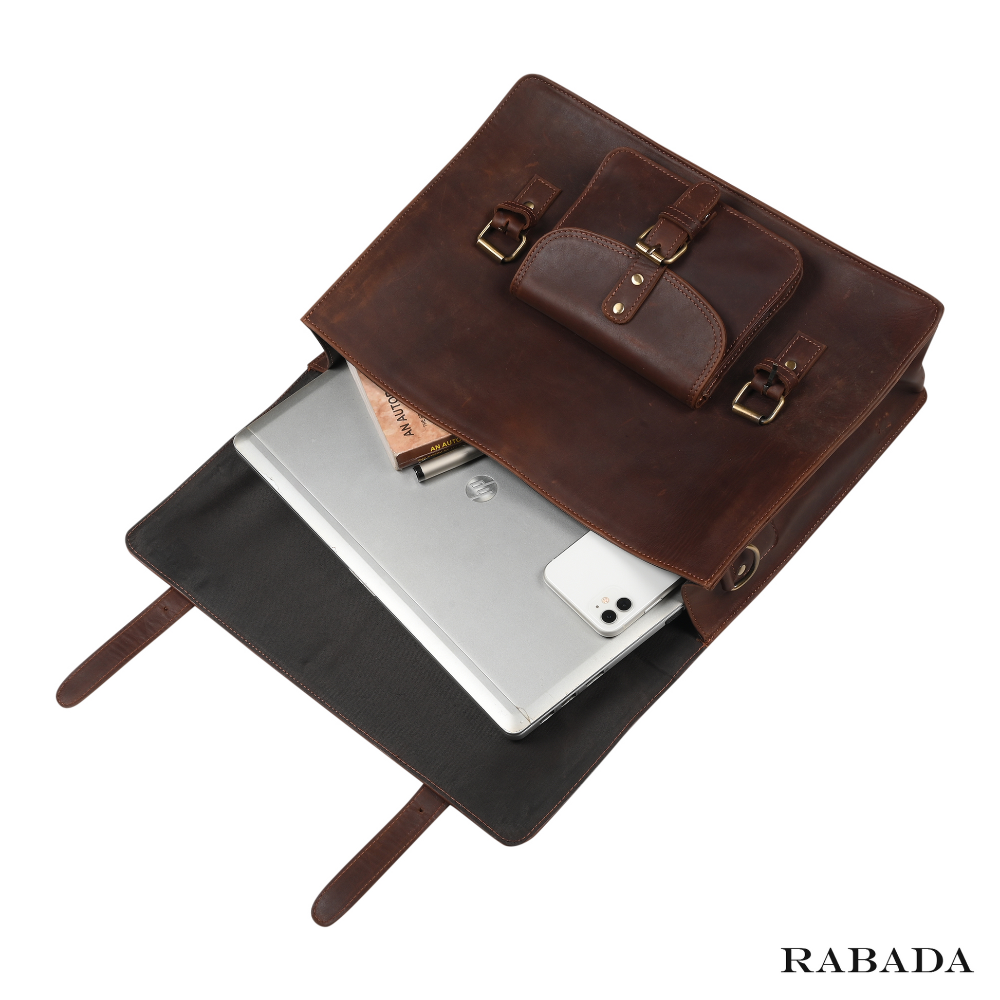 Genuine Buffalo Leather Briefcase – Vintage Men's Business Bag