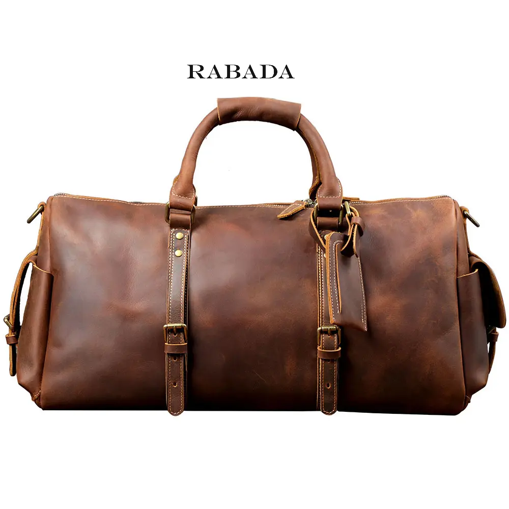 Vintage Style Genuine Leather Overnight Duffle Bag
