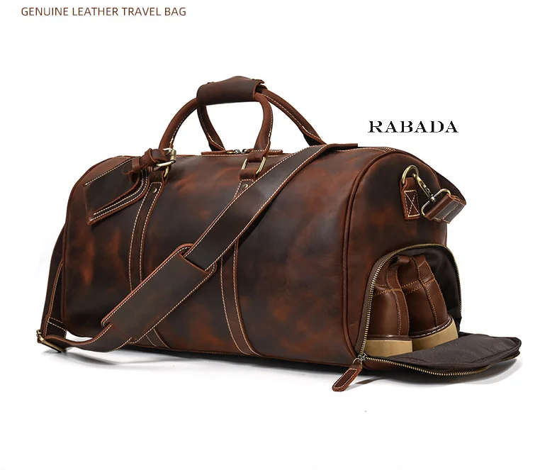Vintage Style Genuine Leather Overnight Duffle Bag
