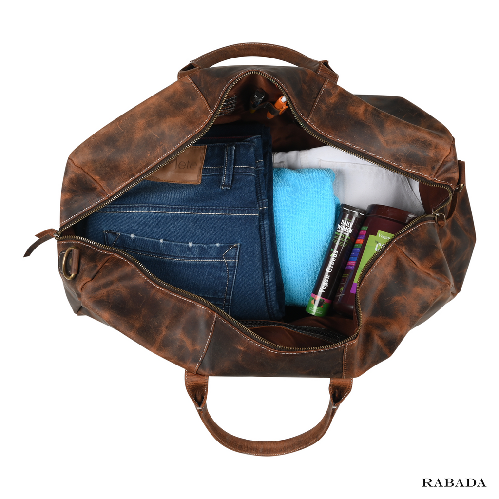 Brown Leather Duffle Bag – Handmade for Travelers