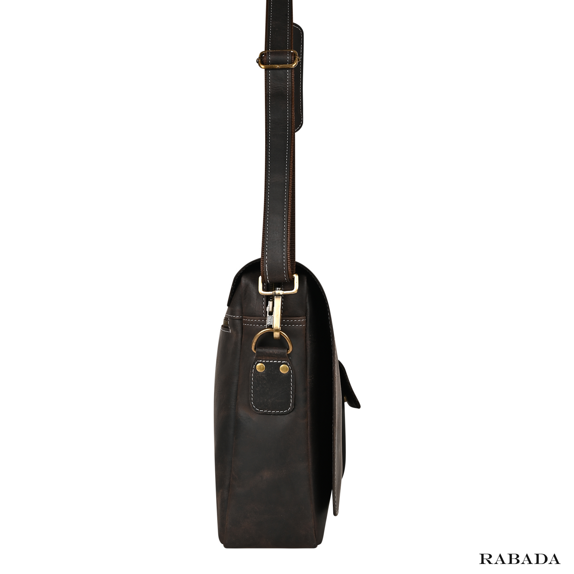 Genuine Buffalo Leather Messenger Bag – Vintage Crossbody Satchel for Men